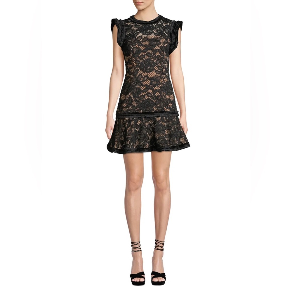 Alexis Raffia Flounce Lace Mini Dress